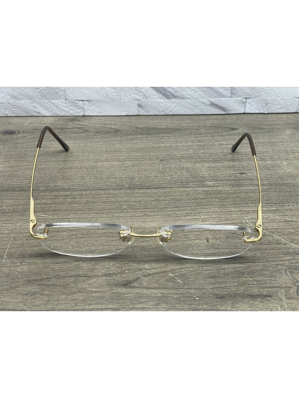 Chanel Eyeglasses Frames 2095 c.125 Yellow Gold Rimless Rectangle 51-16-135 READ